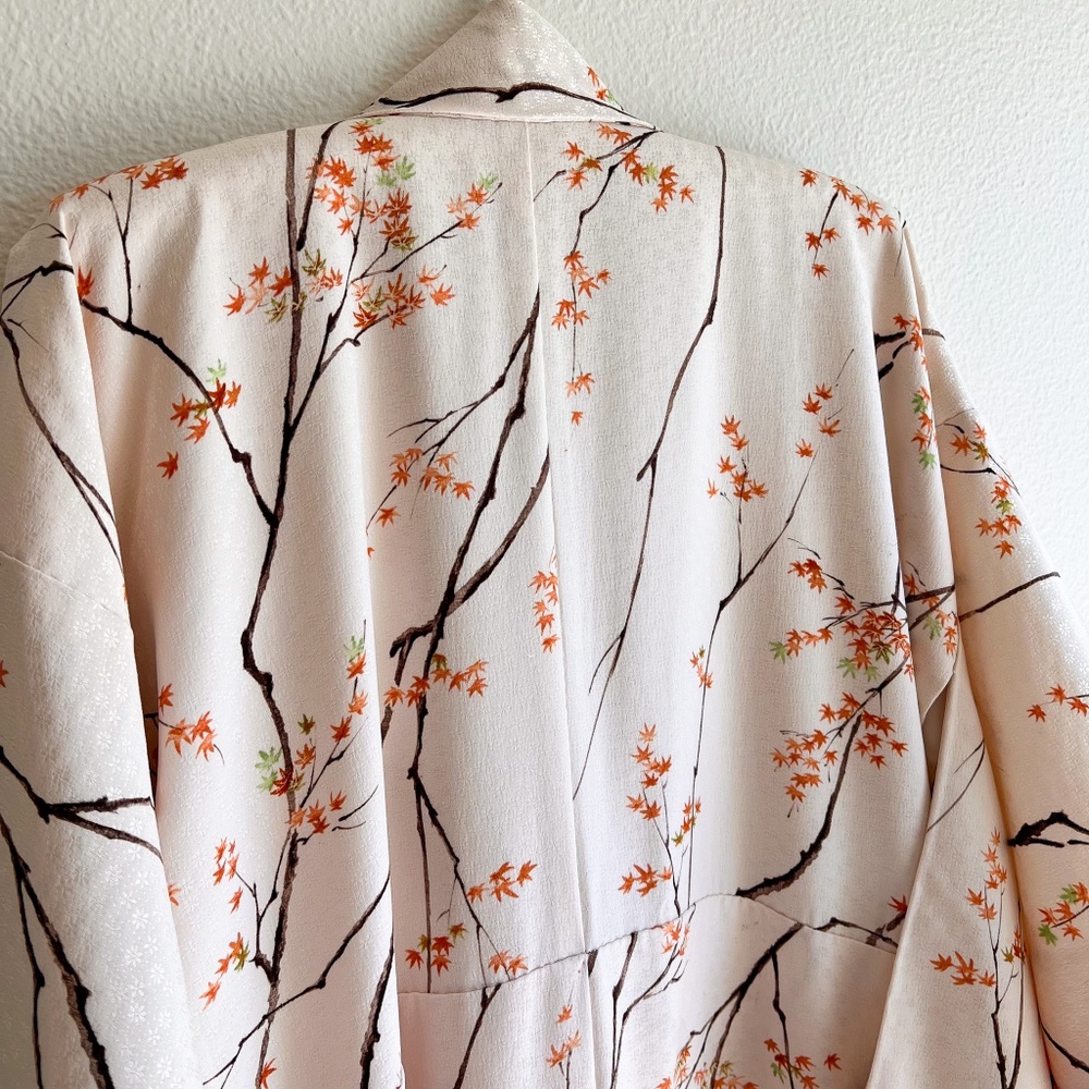 Japanese Maple Kimono Robe - Cream and Orange - Picture 12 of 13